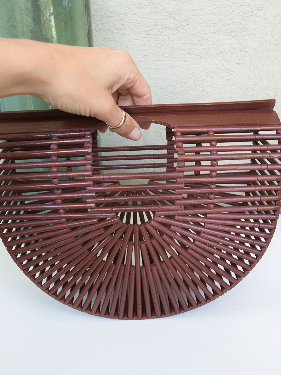 Ayana Half Moon Bamboo Handbag Mahogany SoloSol Movement