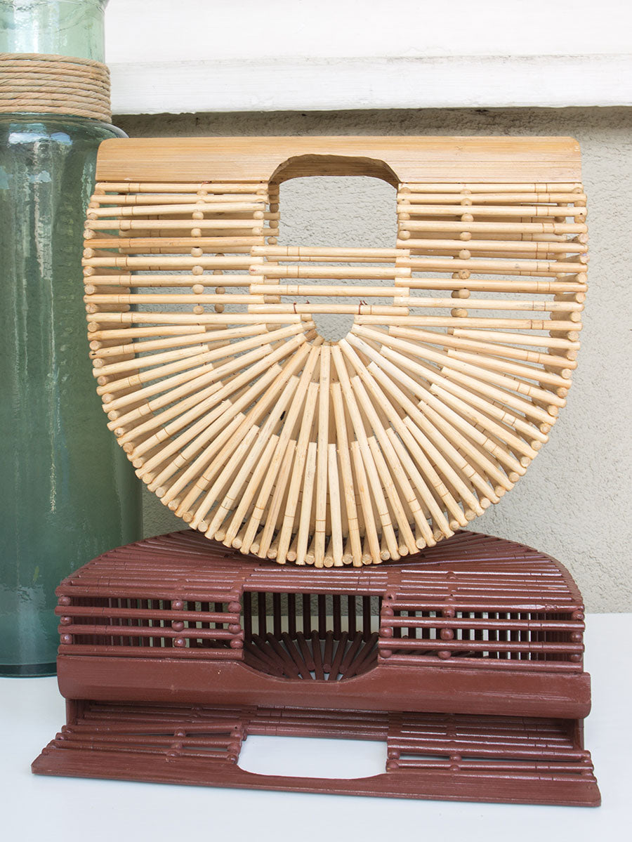Ayana Half Moon Bamboo Handbag Mahogany SoloSol Movement