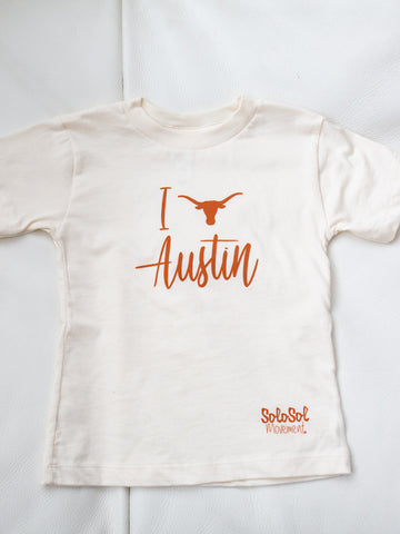 Kids Toddler Graphic Tee "I Love Austin" Coconut Cream