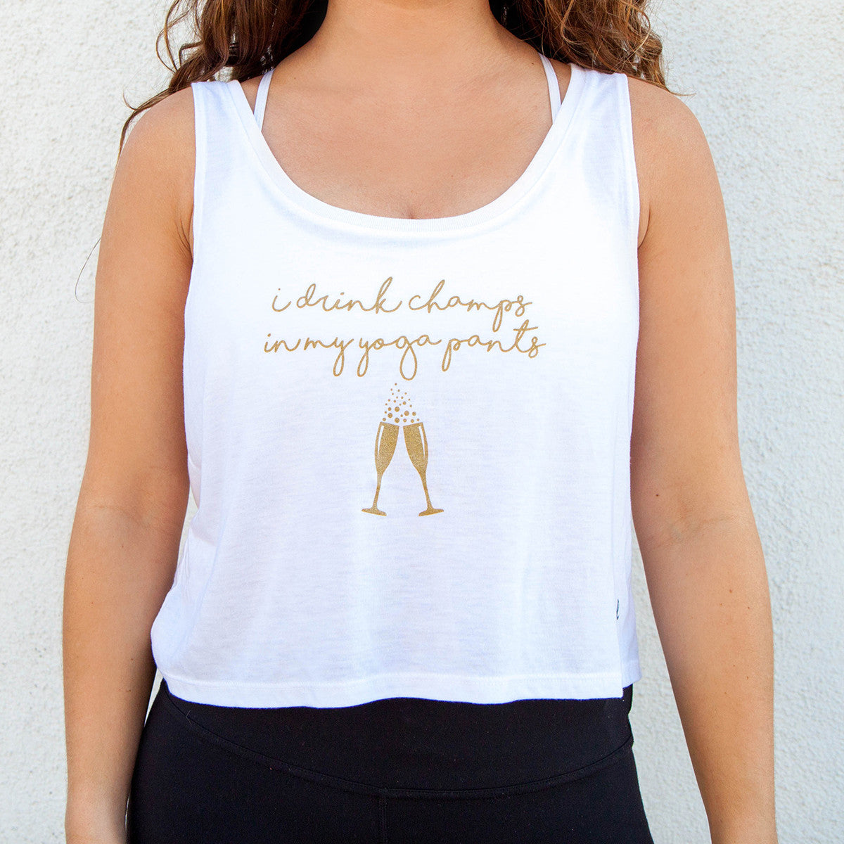 Graphic Tank "I Drink Champs in My Yoga Pants" White
