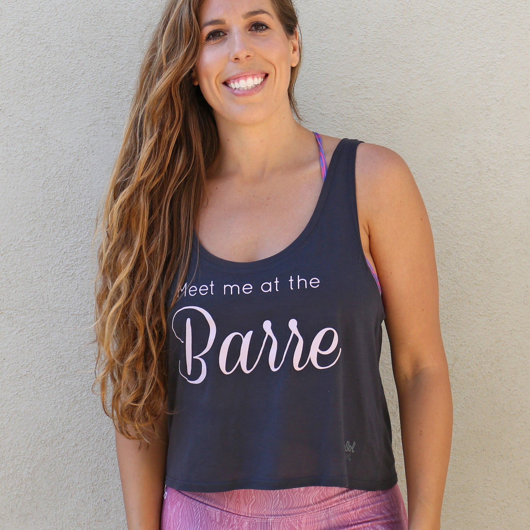 Graphic Tank "Meet Me At The Barre" Charcoal Grey